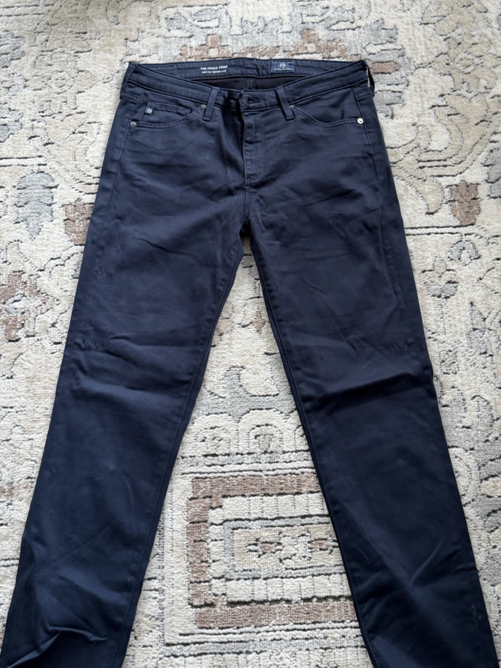 AG Prima Mid-Rise Cigarette Crop in Navy, 27